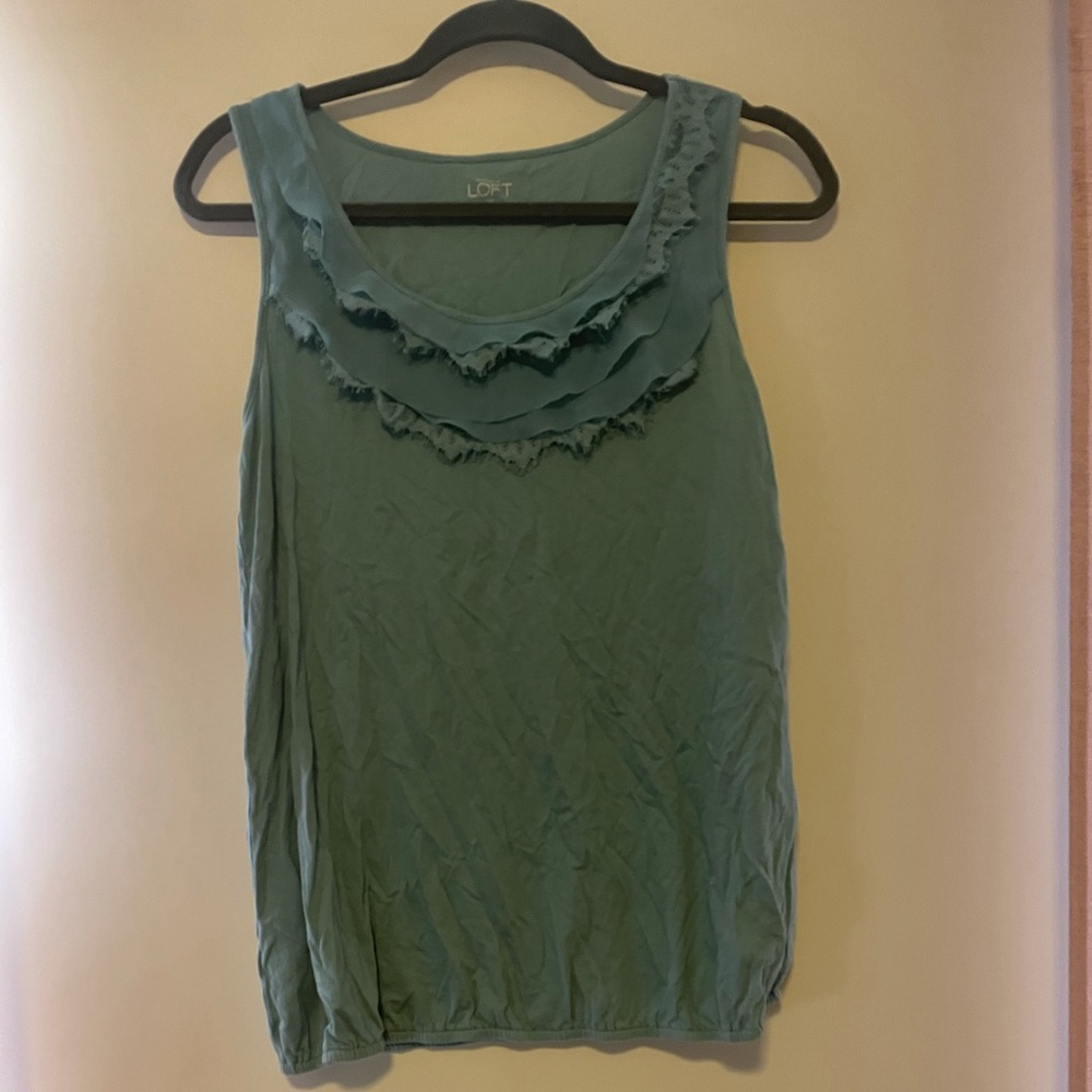 Teal tank top loft size medium with lace